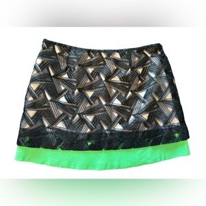 Diane Von Furstenberg Clean Elley Mini Skirt 4 Black Green Geometrical Clubbing